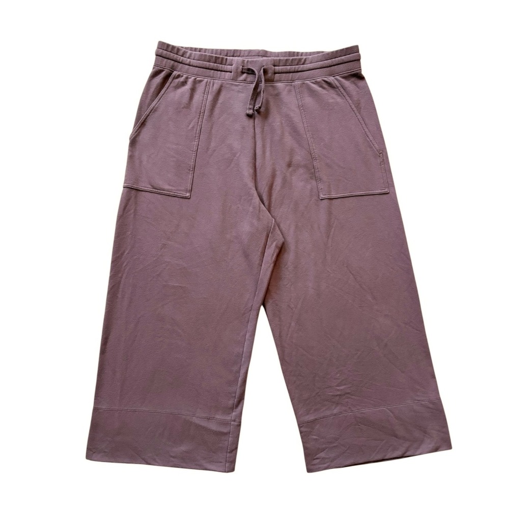Quince SuperSoft Wide Leg Pants Size XL Crop Sweatpants Brown Lounge Elastic